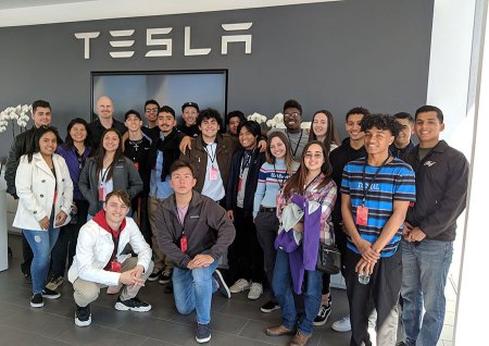 Lemoore High School's Virtual Enterprise class took some time off from the 2019 Bay Area Conference and Exhibition to tour the local Tesla Factory.